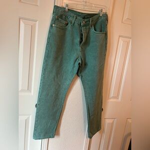 Levi’s 501 cropped beryl green NWOT